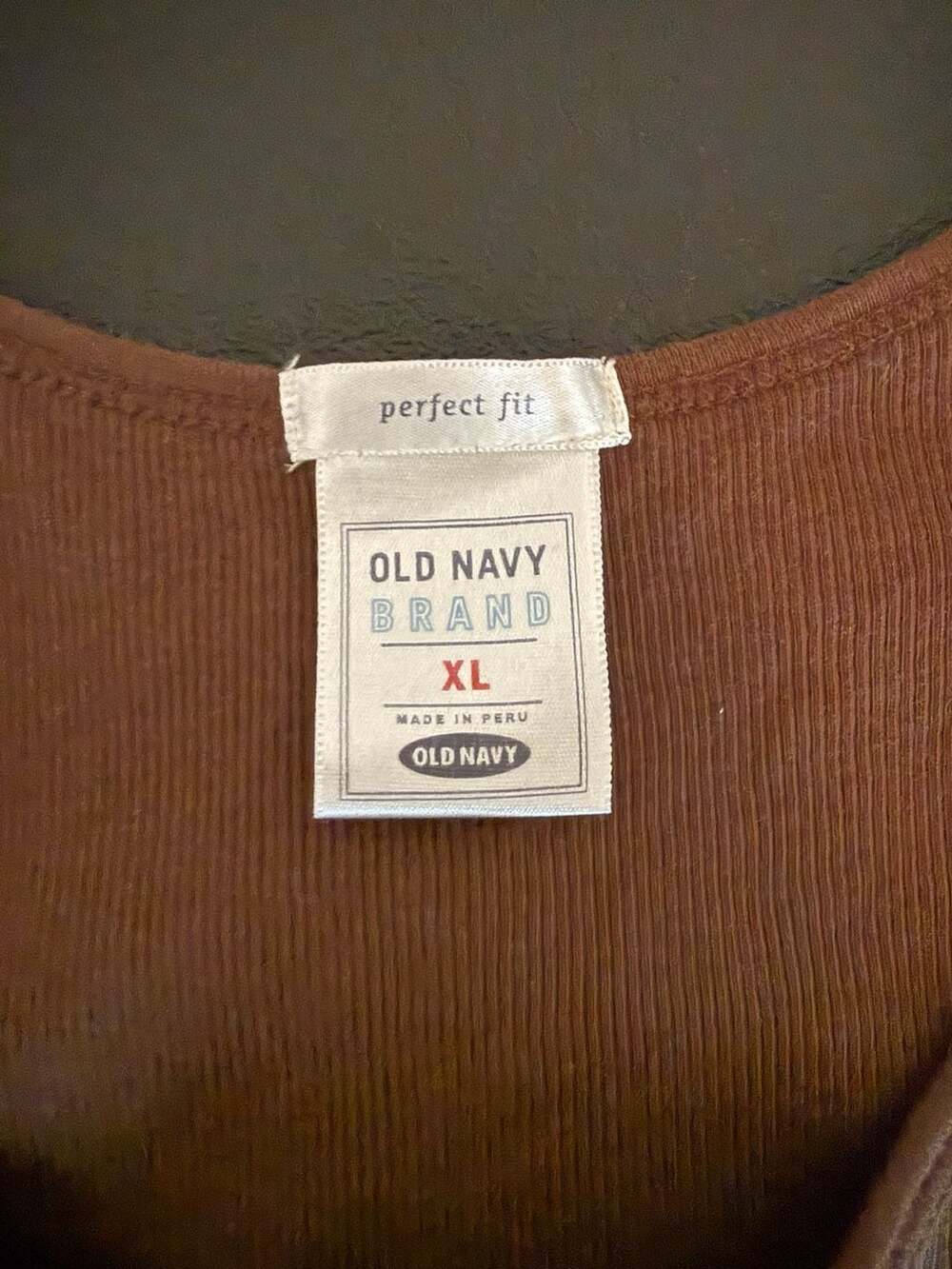 Old Navy Perfect Fit Brown Ribbed Tank Top with Gold Sequin Detail Size XL - Picture 6 of 8